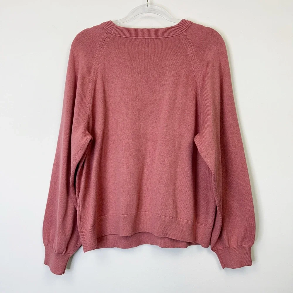 NEW J. Crew Womens Cotton Cashmere Pullover Sweatshirt Women's Large Pink Crew